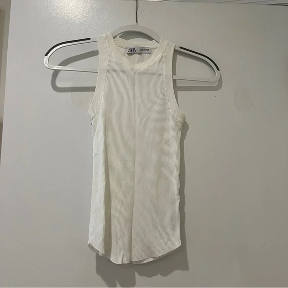 Zara Ribbed Tank Top White Women's Size Small - Picture 2 of 6